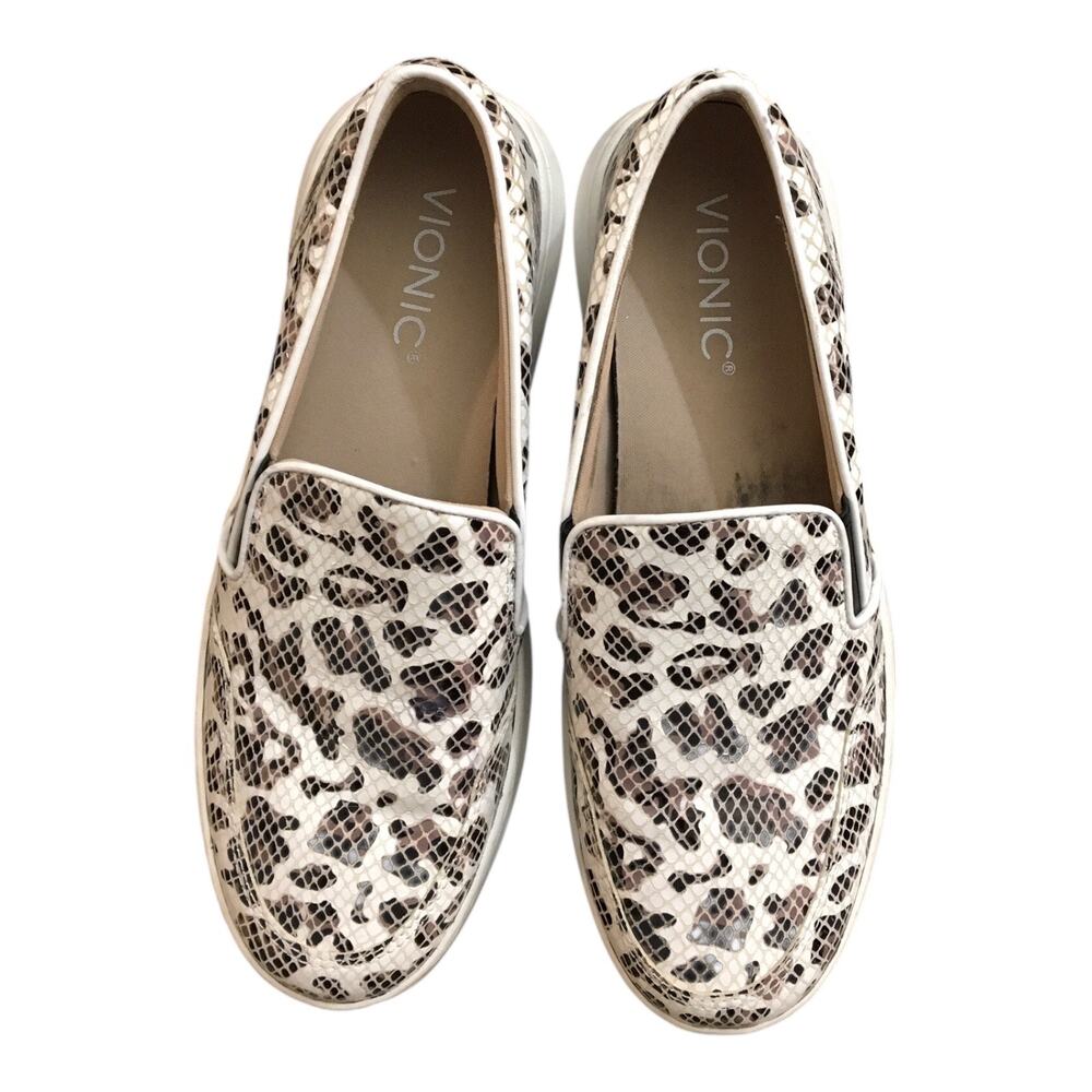Vionic Dinora Leopard Snake Platform Leather Slip… - image 1
